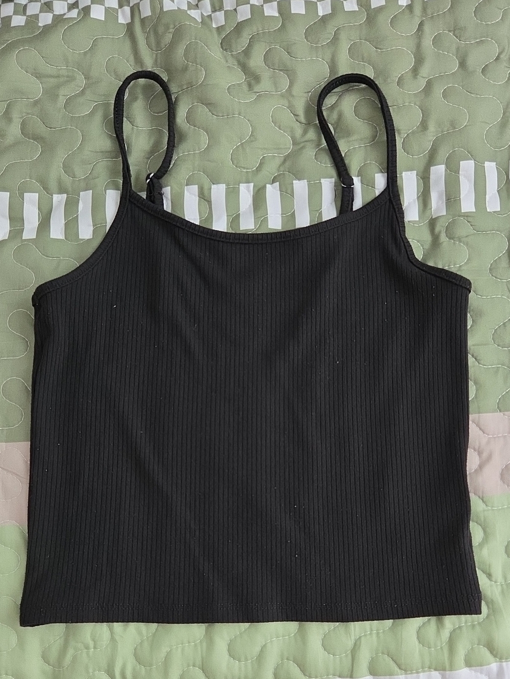 American Eagle Outfitters Black Ribbed Spaghetti-Strap Camisole